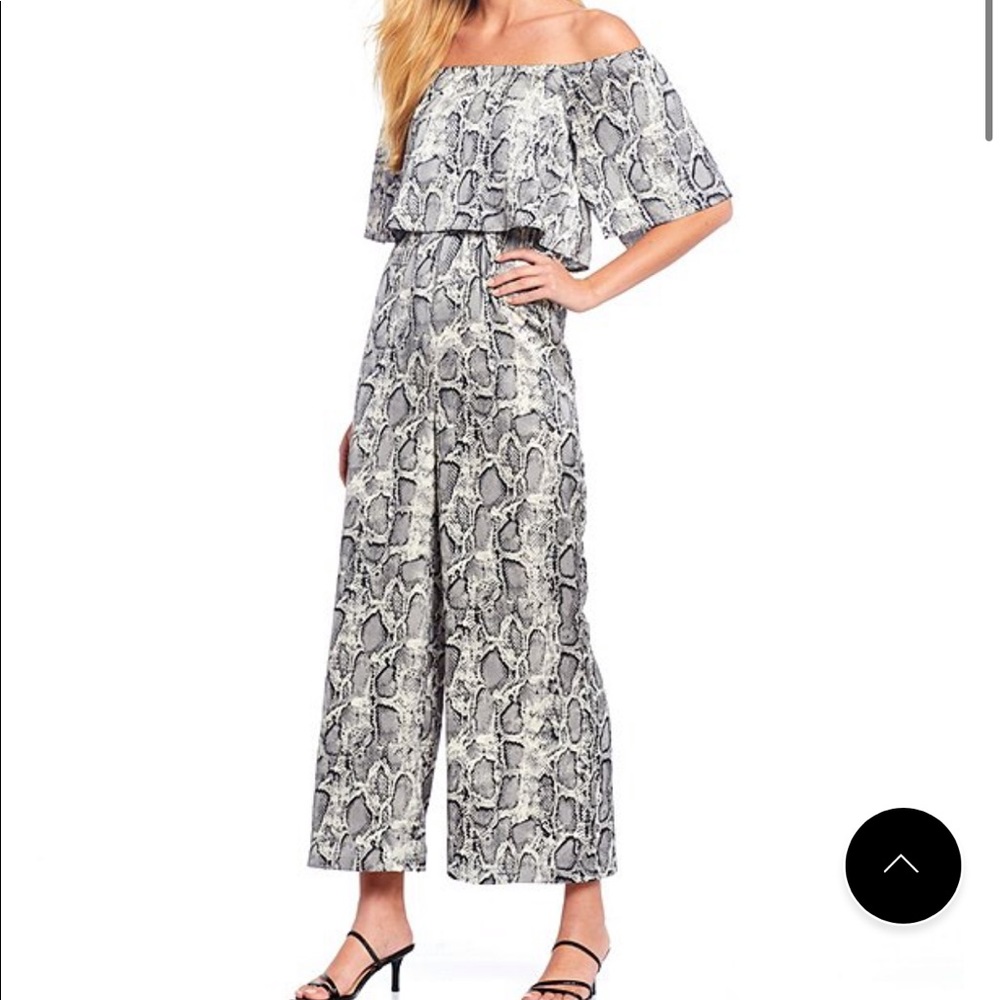 Sugarlips Snake Print Off-the-Shoulder Jumpsuit